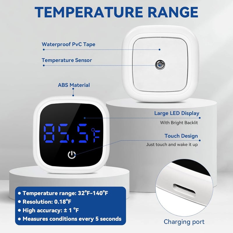 PAULTEMP Rechargeable Digital Aquarium Water Thermometer with HD LED Screen, Display ±1℉, Fish Tank Decoration Accessories for Betta Axolotl Shrimp Turtle Reptile & Aquatic - Image 2